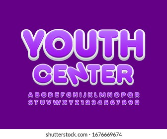 Vector Bright Logo Youth Center. Stylish Creative Font. Modern Alphabet Letters And Numbers.