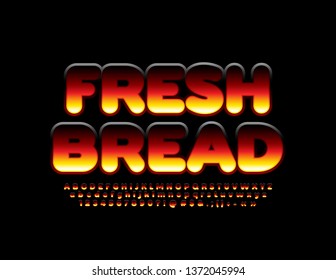 Vector bright logotype Fresh Bread. Flame pattern Font. Original Alphabet Letters, Numbers and Symbols