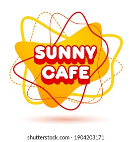 Vetor brilhante logotipo Sunny Cafe. Emblema de estilo abstrato para design gráfico