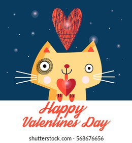 Vector bright love the cat with different hearts