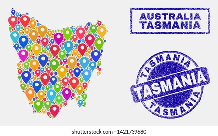 Bright Island Australia Map Vector Bright Mosaic Tasmania Island Map Stock Vector (Royalty Free)  1421739680 | Shutterstock