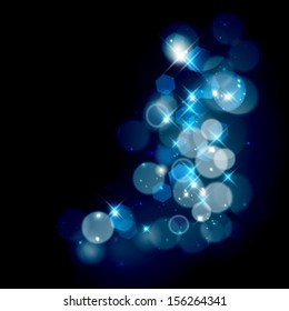 Vector bright night background with stars and lights.