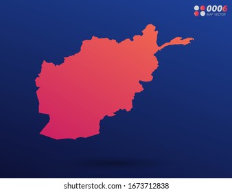 Vector bright orange gradient of Afghanistan map on dark background. Organized in layers for easy editing.