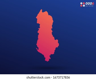 Vector bright orange gradient of Albania map on dark background. Organized in layers for easy editing.
