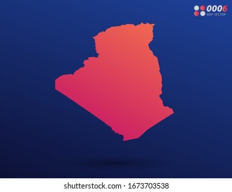 Vector bright orange gradient of Algeria map on dark background. Organized in layers for easy editing.