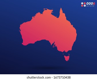 Vector bright orange gradient of Australia map on dark background. Organized in layers for easy editing.
