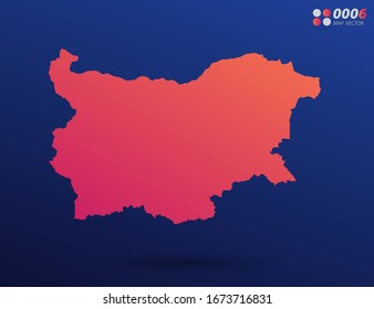 Vector bright orange gradient of Bulgaria map on dark background. Organized in layers for easy editing.