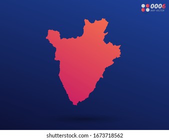 Vector bright orange gradient of Burundi map on dark background. Organized in layers for easy editing.