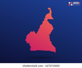Vector bright orange gradient of Cameroon map on dark background. Organized in layers for easy editing.
