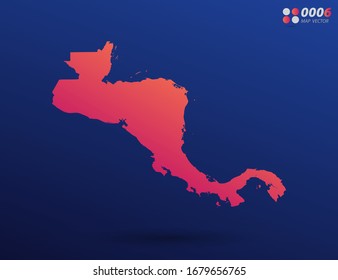 Vector bright orange gradient of Central America map on dark background. Organized in layers for easy editing.