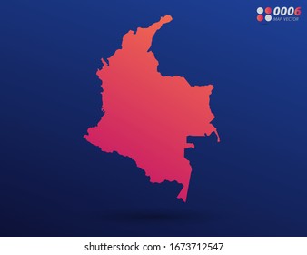 Vector bright orange gradient of Colombia map on dark background. Organized in layers for easy editing.