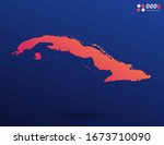 Vector bright orange gradient of Cuba map on dark background. Organized in layers for easy editing.