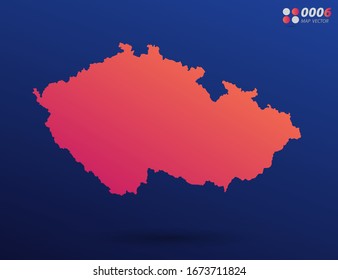 Vector bright orange gradient of Czech Republic map on dark background. Organized in layers for easy editing.