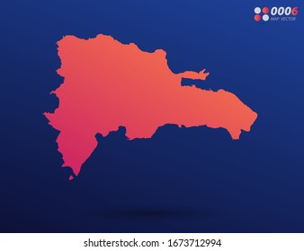 Vektorillustration hellorangefarbener Farbverlauf der Dominikanischen Republik Karte auf dunklem Hintergrund. Organisiert in Schichten für einfache Bearbeitung.