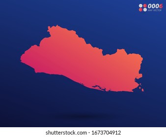 Vector bright orange gradient of El Salvador map on dark background. Organized in layers for easy editing.