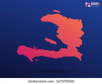 Vector bright orange gradient of Haiti map on dark background. Organized in layers for easy editing.