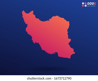 Vector bright orange gradient of Iran map on dark background. Organized in layers for easy editing.