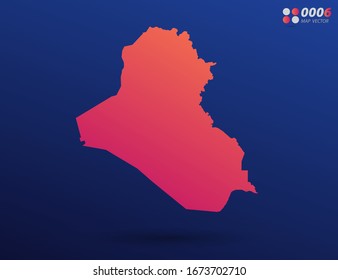 Vector bright orange gradient of Iraq map on dark background. Organized in layers for easy editing.