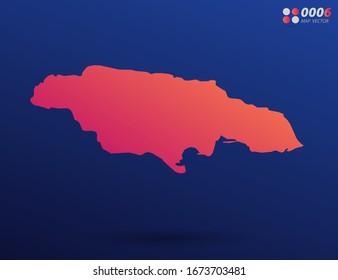 Vector bright orange gradient of Jamaica map on dark background. Organized in layers for easy editing.