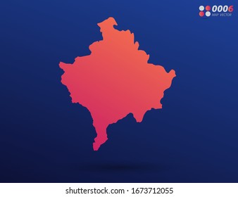 Vector bright orange gradient of Kosovo map on dark background. Organized in layers for easy editing.