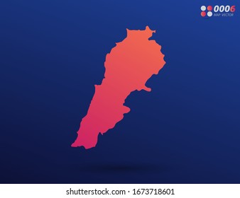 Vector bright orange gradient of Lebanon map on dark background. Organized in layers for easy editing.
