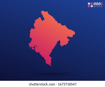 Vektorillustration hellorangefarbener Gradient von Montenegro Karte auf dunklem Hintergrund. Organisiert in Schichten für einfache Bearbeitung.