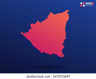 Gradiente naranja brillante vectorial de Nicaragua mapa sobre fondo oscuro. Organizado en capas para una edición sencilla.