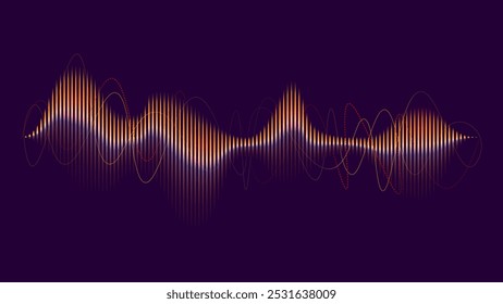 vetor em laranja brilhante gradiente onda oscilante música colorida sinal de voz tecnologia assistente de reconhecimento de áudio arte