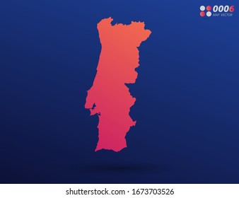 Vector bright orange gradient of Portugal map on dark background. Organized in layers for easy editing.