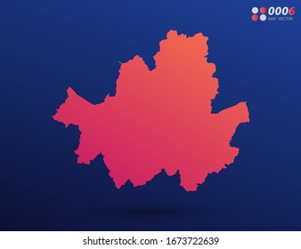 Vector bright orange gradient of Seoul map on dark background. Organized in layers for easy editing.