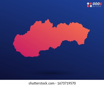 Vector bright orange gradient of Slovakia map on dark background. Organized in layers for easy editing.