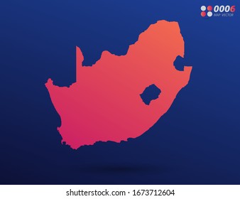 Gradiente naranja brillante vector de Sudáfrica mapa sobre fondo oscuro. Organizado en capas para una edición sencilla.