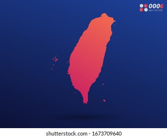 Vector bright orange gradient of Taiwan map on dark background. Organized in layers for easy editing.