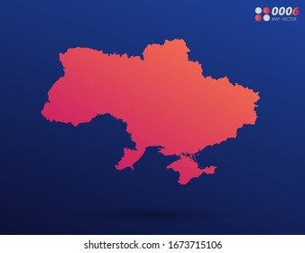 Vector bright orange gradient of Ukraine map on dark background. Organized in layers for easy editing.