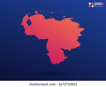 Vector bright orange gradient of Venezuela map on dark background. Organized in layers for easy editing.