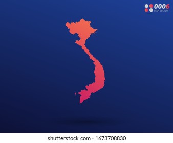 Gradiente naranja brillante vectorial de Vietnam mapa de fondo oscuro. Organizado en capas para una edición sencilla.