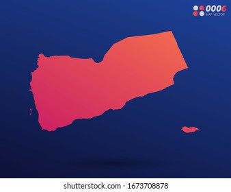 Vector bright orange gradient of Yemen map on dark background. Organized in layers for easy editing.