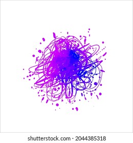 Vector Bright Paint Splash Isolated on White Background, Watercolor Painting, Texture, Ink Splatter, Colorful Blob, Violet and Blue Colors.