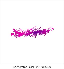 Vector Bright Paint Splash on White Background, Watercolor Painting, Texture, Ink Splatter, Colorful Blob, Purple and Pink Gradient Paint Smear.