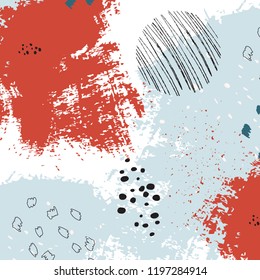 Vector bright painted texture. Freehand graphic illustration. Acrylic pop wallpaper in orange blue pattern. Grunge drawing
