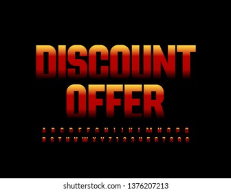 Vector bright pattern banner Discount Offer with Alphabet Letters and Numbers. Gradient color Font