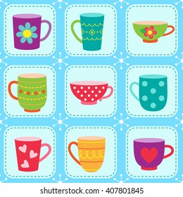Vector bright pattern with different cups