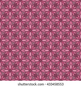 Vector bright pink abstract geometrical and floral seamless pattern for textile, surface, prints, apparel design.