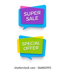 Vector bright plastic banners for online store.