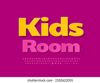 Sala de niños con afiches brillantes. Tipo de letra de estilo de pegatina. Letras y números alfabéticos artísticos