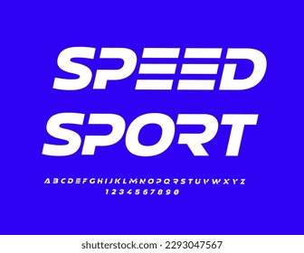 Vector bright Poster Speed Sport. Trendy artistic Font. Creative Alphabet Letters and Numbers set