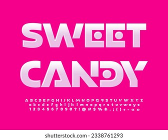 Vector brillante afiche dulce dulce dulce con perla brillante. Conjunto moderno de letras y números de alfabeto