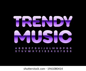 Vektor helles Poster Trendy Music. Künstlerische Metallschriftart. Satz für kreative Alphabet-Buchstaben und -Zahlen
