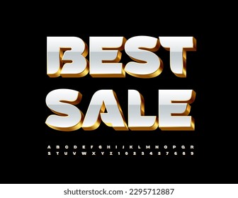 Vector bright promo Best Sale. Exclusive chic Font. Modern premium Alphabet Letters and Numbers set.