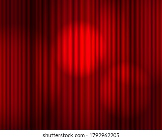 Vector bright red curtain background with  abstract stage lights, colorful graphic backdrop, pefomance concept, glowing illustration.